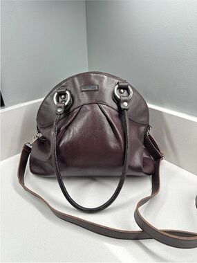 Italian Leather Handbag Cristina Brown Shoulder Crossbody Bag Made in Italy